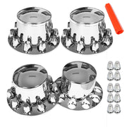 DURAFORCE ABS Plastic Set of 4 Rear Chrome Wheel Axle Hub Cover Kit Semi 33MM Nut Covers