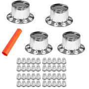 DURAFORCE ABS Plastic Set of 4 Rear Chrome Wheel Axle Hub Cover Kit Semi 33MM Nut Covers