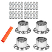 DURAFORCE ABS Plastic Set of 4 Rear Chrome Wheel Axle Hub Cover Kit Semi 33MM Nut Covers