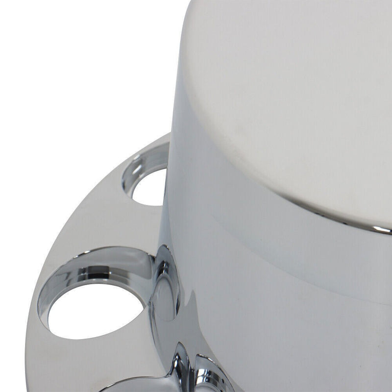 DURAFORCE 33mm Chrome Flat Top Complete Hub Cover Kit Lug Nut Wheel Axle Covers Semi Truck