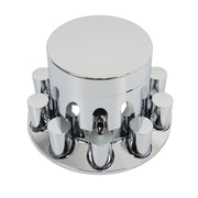 DURAFORCE 33mm Chrome Flat Top Complete Hub Cover Kit Lug Nut Wheel Axle Covers Semi Truck