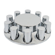 DURAFORCE 33mm Chrome Flat Top Complete Hub Cover Kit Lug Nut Wheel Axle Covers Semi Truck