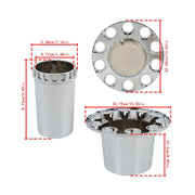 DURAFORCE 33mm Chrome Flat Top Complete Hub Cover Kit Lug Nut Wheel Axle Covers Semi Truck