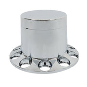 DURAFORCE 33mm Chrome Flat Top Complete Hub Cover Kit Lug Nut Wheel Axle Covers Semi Truck