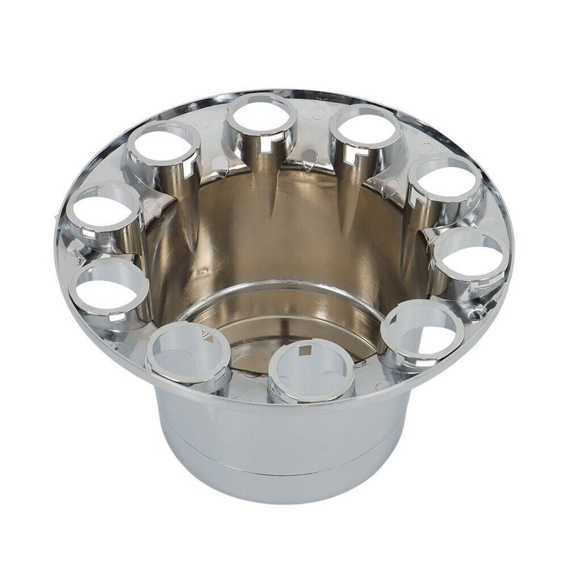 DURAFORCE 33mm Chrome Flat Top Complete Hub Cover Kit Lug Nut Wheel Axle Covers Semi Truck