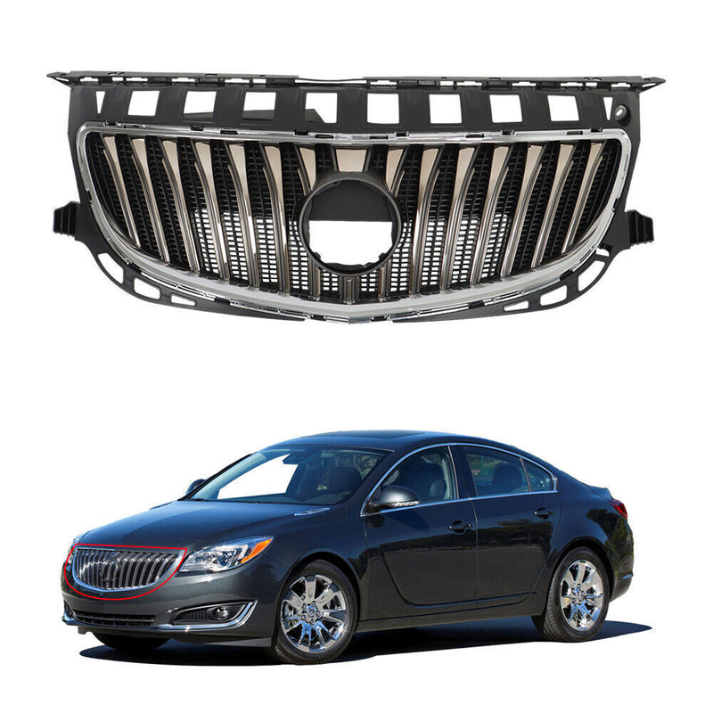 DURAFORCE Front Bumper Upper Grille For 2015-2017 Buick Regal W/O GS Black&Chrome