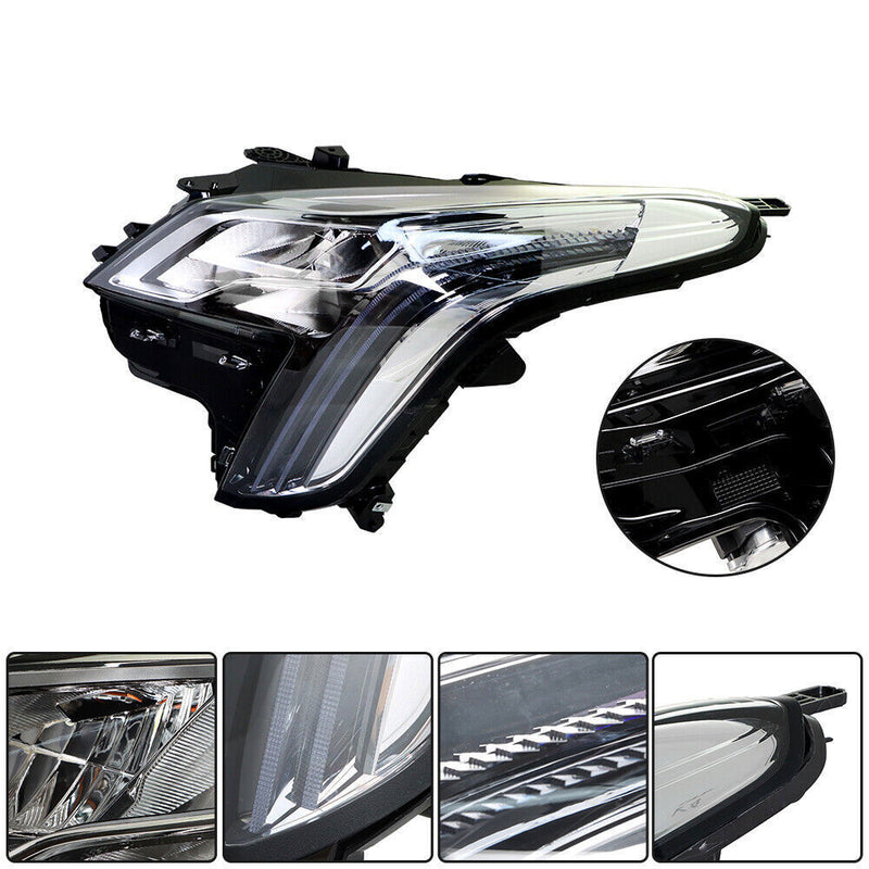 DURAFORCE Left Headlight For 2018-2019 Cadillac XTS LED DRL Signal Chrome Clear