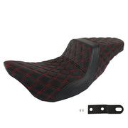 DURAFORCE Red Lattice Stitch Step-Up Seat For Touring Road King Electra Street Glide 08+
