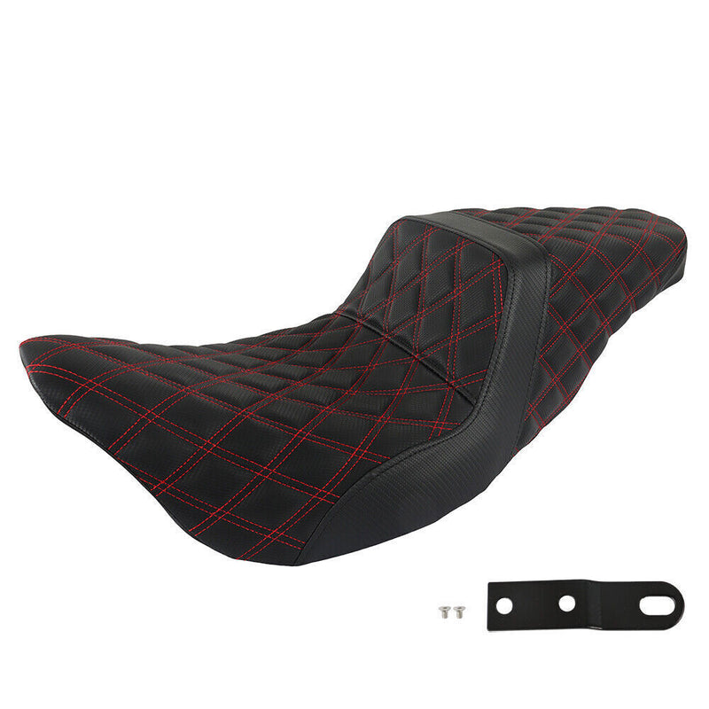 DURAFORCE Red Lattice Stitch Step-Up Seat For Touring Road King Electra Street Glide 08+