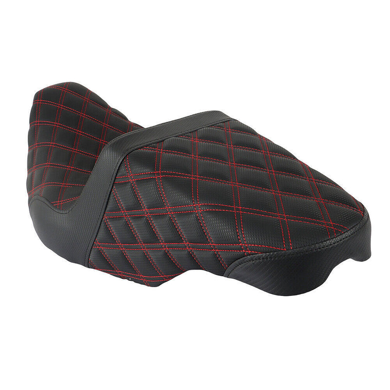 DURAFORCE Red Lattice Stitch Step-Up Seat For Touring Road King Electra Street Glide 08+