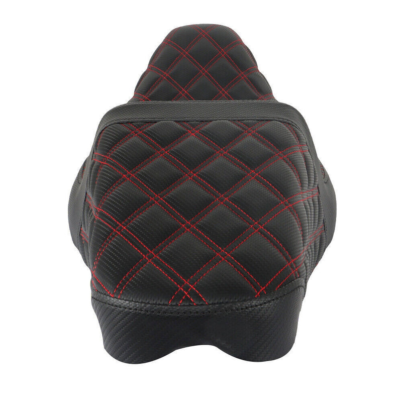 DURAFORCE Red Lattice Stitch Step-Up Seat For Touring Road King Electra Street Glide 08+