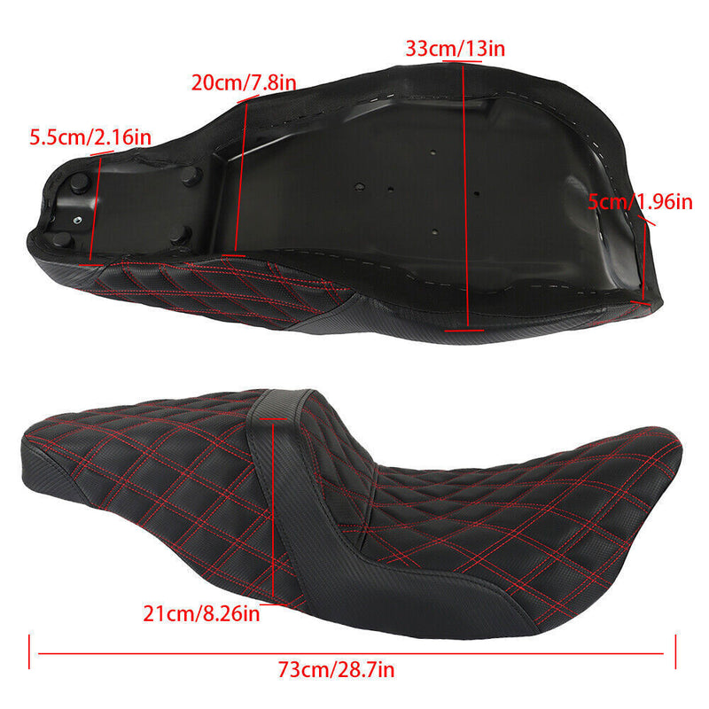 DURAFORCE Red Lattice Stitch Step-Up Seat For Touring Road King Electra Street Glide 08+