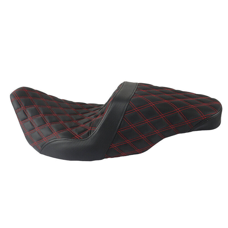 DURAFORCE Red Lattice Stitch Step-Up Seat For Touring Road King Electra Street Glide 08+
