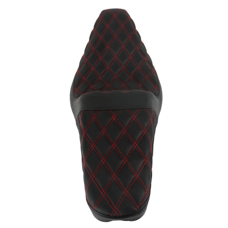 DURAFORCE Red Lattice Stitch Step-Up Seat For Touring Road King Electra Street Glide 08+