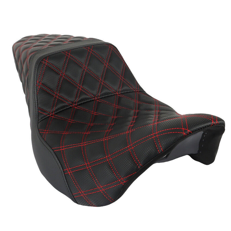 DURAFORCE Red Lattice Stitch Step-Up Seat For Touring Road King Electra Street Glide 08+
