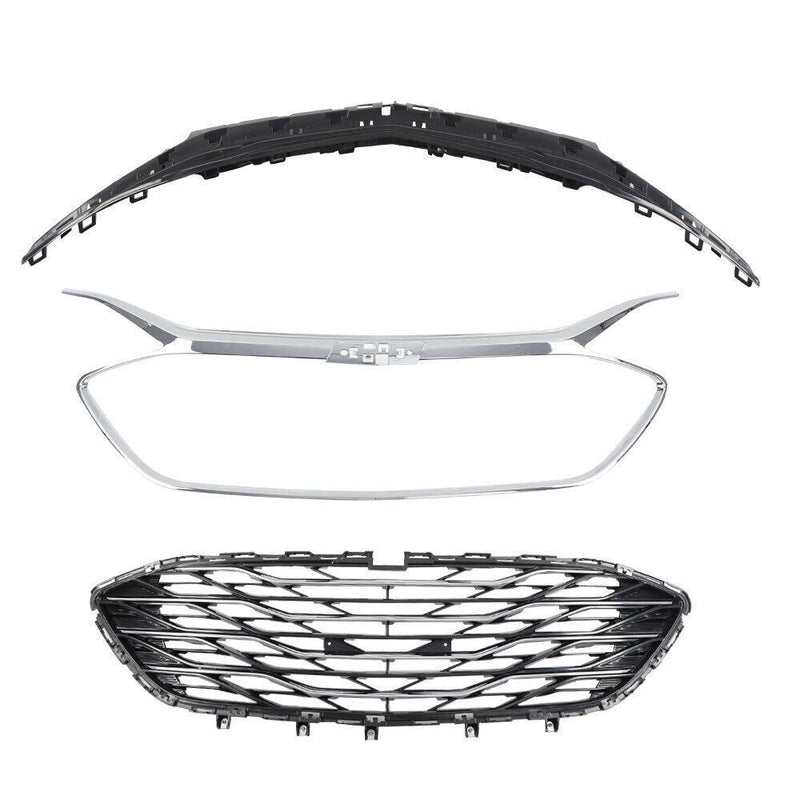 DURAFORCE Front Upper Grille Lower Grille For 2019-2023 Chevrolet Malibu Chrome