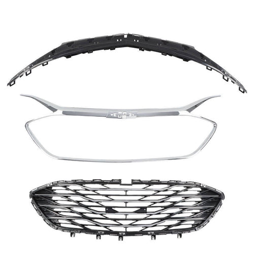 DURAFORCE Front Upper Grille Lower Grille For 2019-2023 Chevrolet Malibu Chrome
