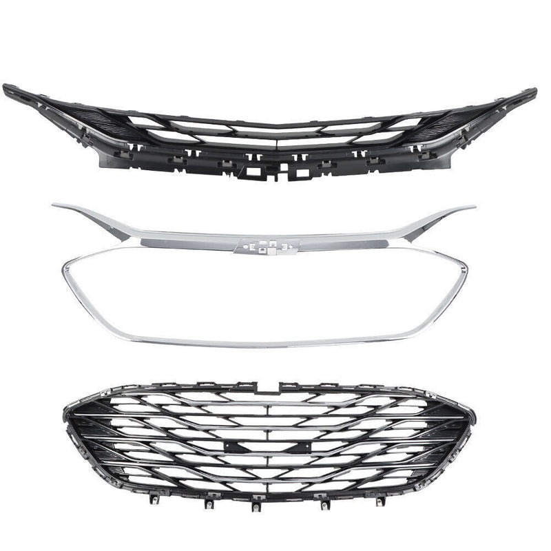 DURAFORCE Front Upper Grille Lower Grille For 2019-2023 Chevrolet Malibu Chrome