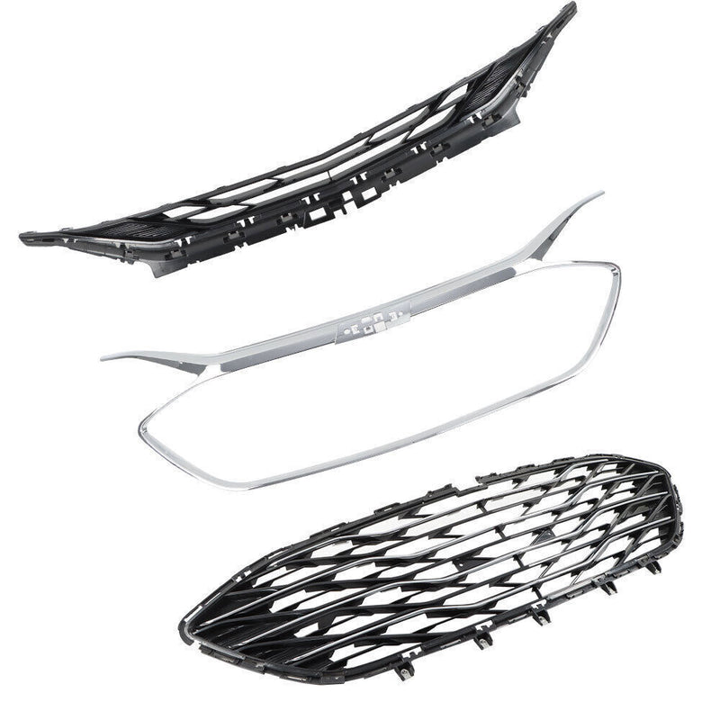 DURAFORCE Front Upper Grille Lower Grille For 2019-2023 Chevrolet Malibu Chrome