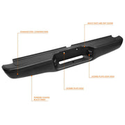 DURAFORCE Rear Step Bumper Assembly For 1995-2004 Toyota Tacoma Truck Black Steel