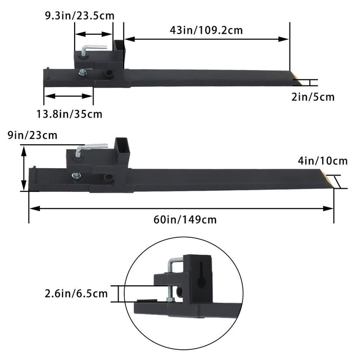 DURAFORCE Clamp On Bucket Loader Attachment Skid Steer Tractor Pallet Forks 60" 4000Lbs