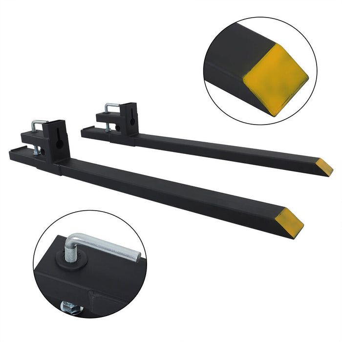 DURAFORCE Clamp On Bucket Loader Attachment Skid Steer Tractor Pallet Forks 60" 4000Lbs