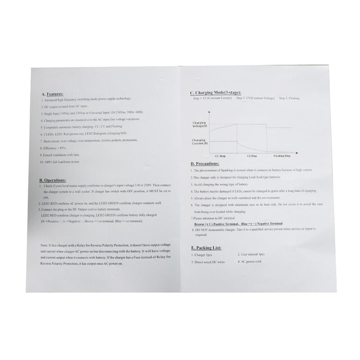 DURAFORCE Battery Charger 48V 48 VOLT 6A 3 PIN For 2007-Up Yamaha Golf Cart Drive G29