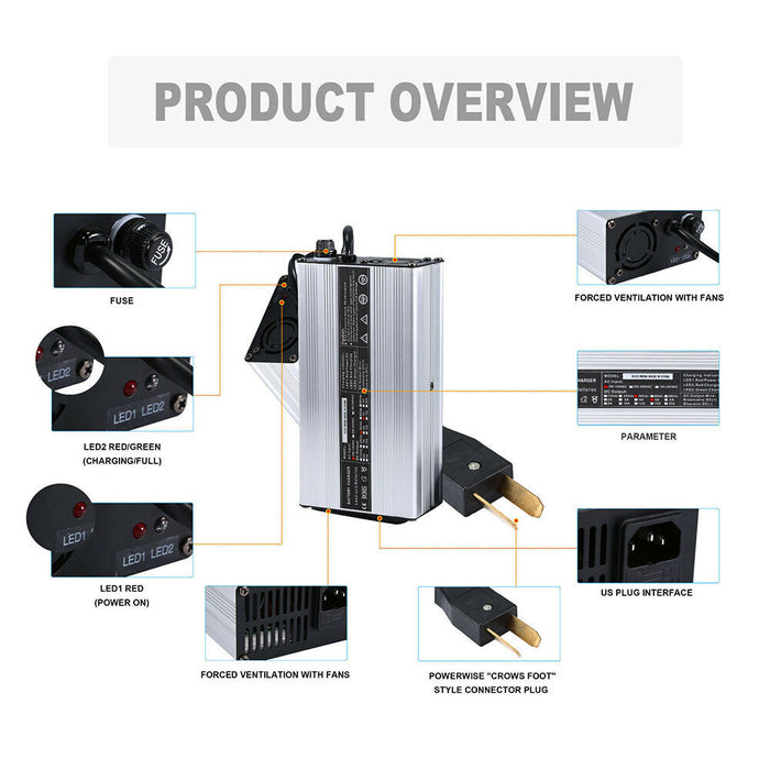 DURAFORCE 36V 5A Golf Cart Battery Charger Fit For Club Car DS EZgo TXT Yamaha