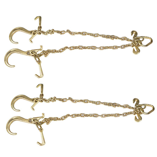 DURAFORCE 2× G70 V-Chain Bridle w/8" Medium J Hooks,T- Hook&J-Hook w/Grab Hooks 5/16''x3'