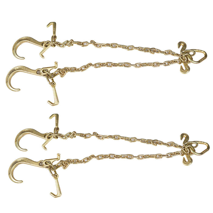 DURAFORCE 2× G70 V-Chain Bridle w/8" Medium J Hooks,T- Hook&J-Hook w/Grab Hooks 5/16''x3'