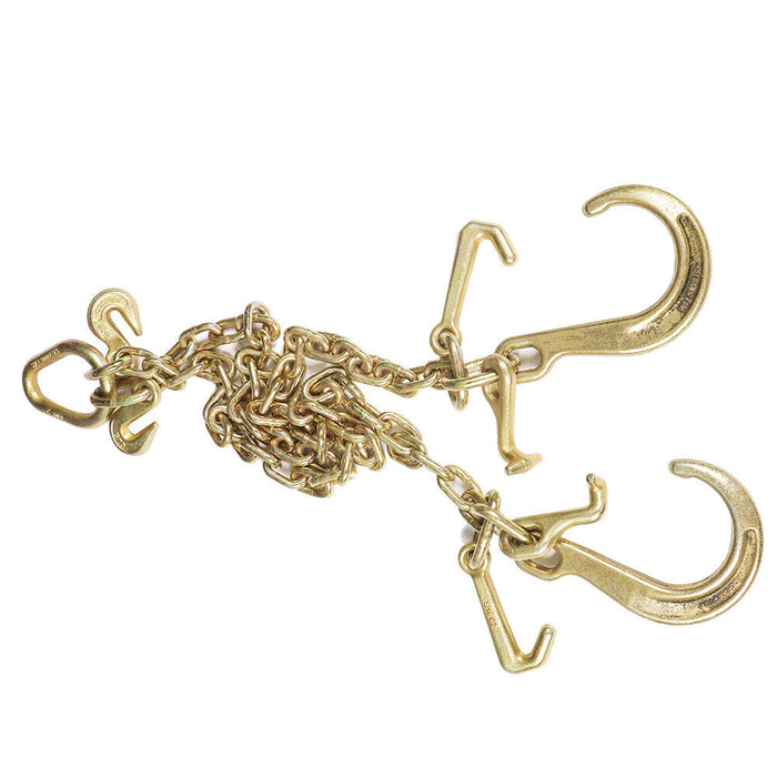 DURAFORCE 2× G70 V-Chain Bridle w/8" Medium J Hooks,T- Hook&J-Hook w/Grab Hooks 5/16''x3'