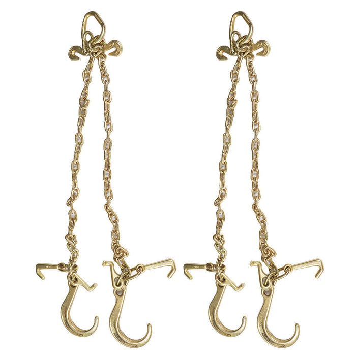 DURAFORCE 2Pcs 5/16''x3' G70 V-Chain Bridle w/8" Medium J Hooks T- Hook&J-Hook w/Grab Hook