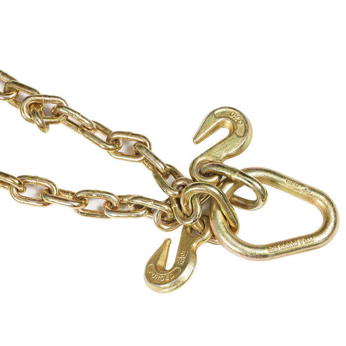 DURAFORCE 2Pcs 5/16''x3' G70 V-Chain Bridle w/8" Medium J Hooks T- Hook&J-Hook w/Grab Hook