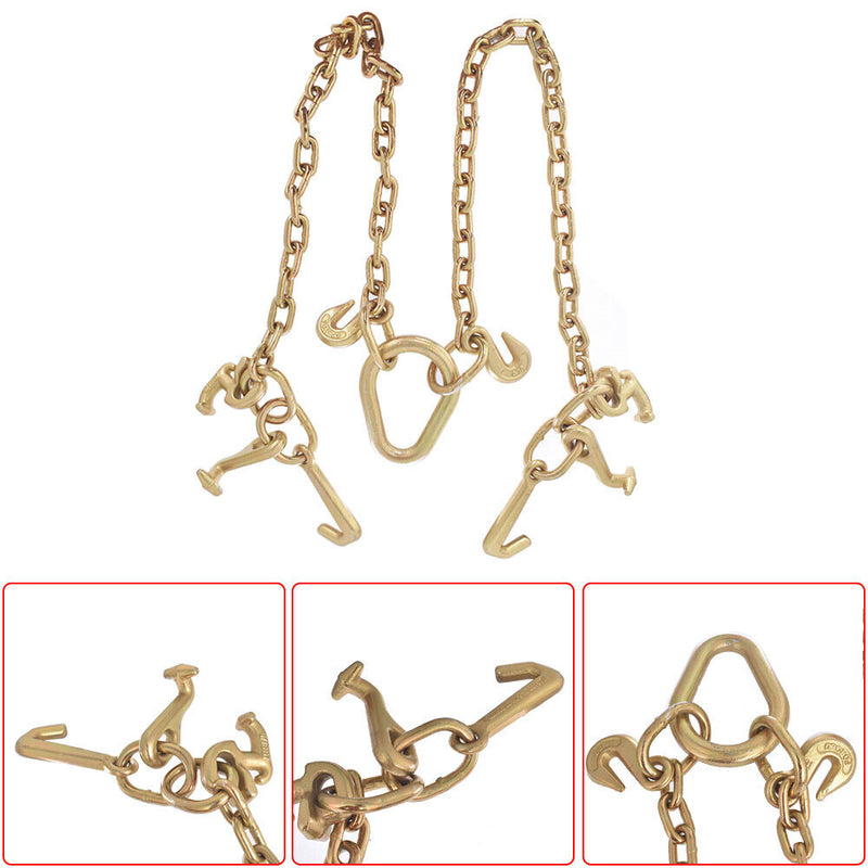DURAFORCE 36" Chain V Bridle With RJT Hook Tow Truck Winch Cable Pull Truck Chain