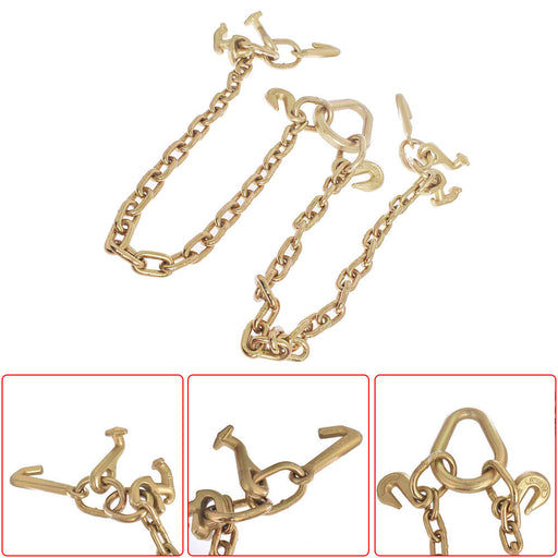 DURAFORCE 36" Chain V Bridle + RJT Hook Tow Truck Winch Cable Wrecker Recovery Grab Chain