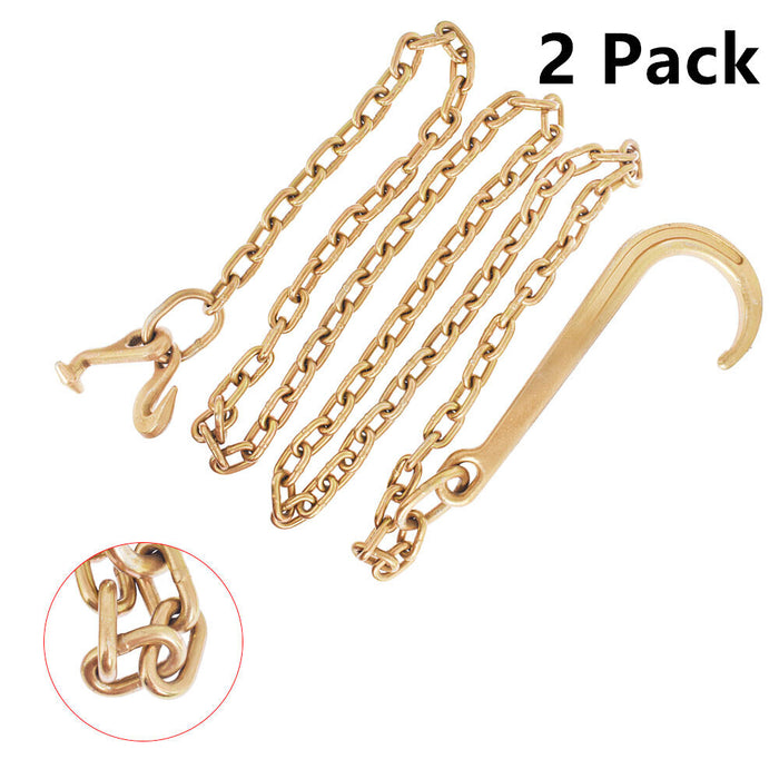 DURAFORCE 2Pack 5/16 x 10 FT Grade 70 Tow Chain 15" Mini J Hook Recovery Wrecker Axle