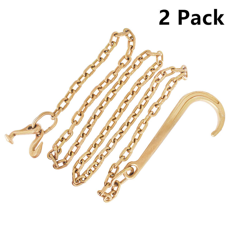 DURAFORCE 2Pack 5/16 x 10 FT Grade 70 Tow Chain 15" Mini J Hook Recovery Wrecker Axle