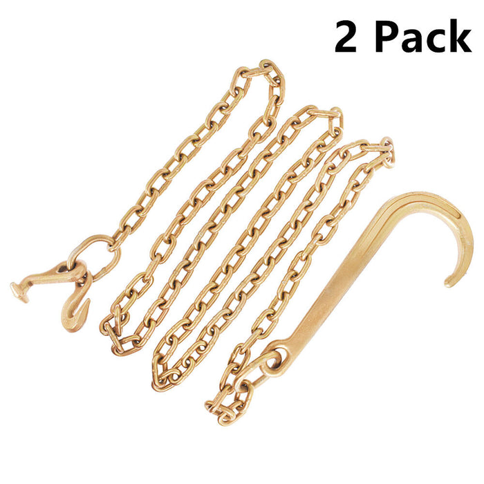 DURAFORCE 2Pack 5/16 x 10 FT Grade 70 Tow Chain 15" Mini J Hook Recovery Wrecker Axle