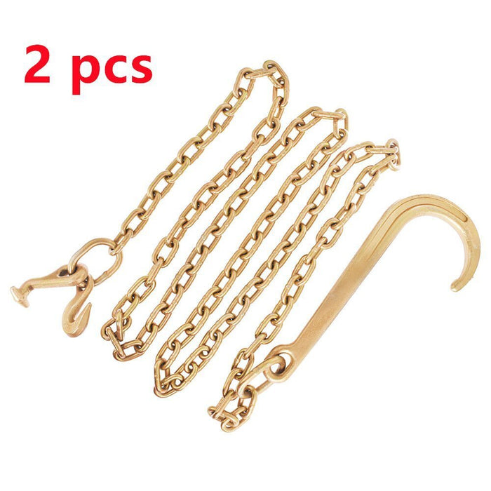 DURAFORCE 2 PACK 5/16 x 10' Grade 70 Tow Chain 15" Mini J Hook Recovery Wrecker Axle Chain