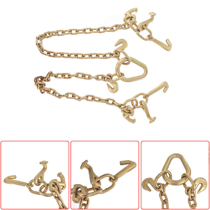 DURAFORCE NEW Chain V Bridle w/ RJT Hook Tow Truck Winch Cable Pull Wrecker