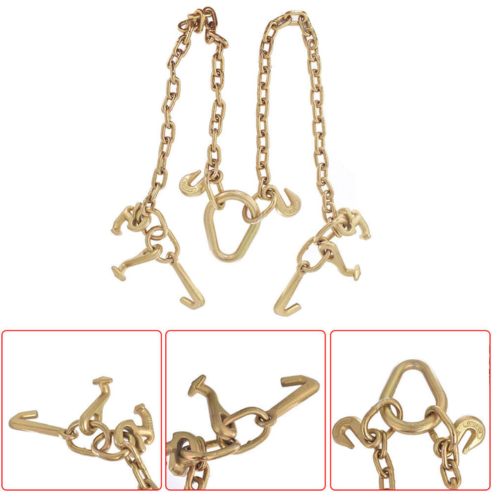 DURAFORCE NEW Chain V Bridle w/ RJT Hook Tow Truck Winch Cable Pull Wrecker