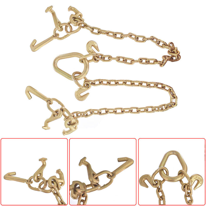 DURAFORCE NEW Chain V Bridle w/ RJT Hook Tow Truck Winch Cable Pull Wrecker