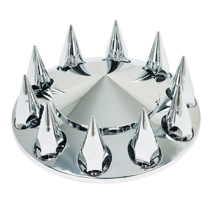DURAFORCE Front Hub Cover Set Chrome Semi Truck Wheel Cover 33mm Nut Covers Spiked