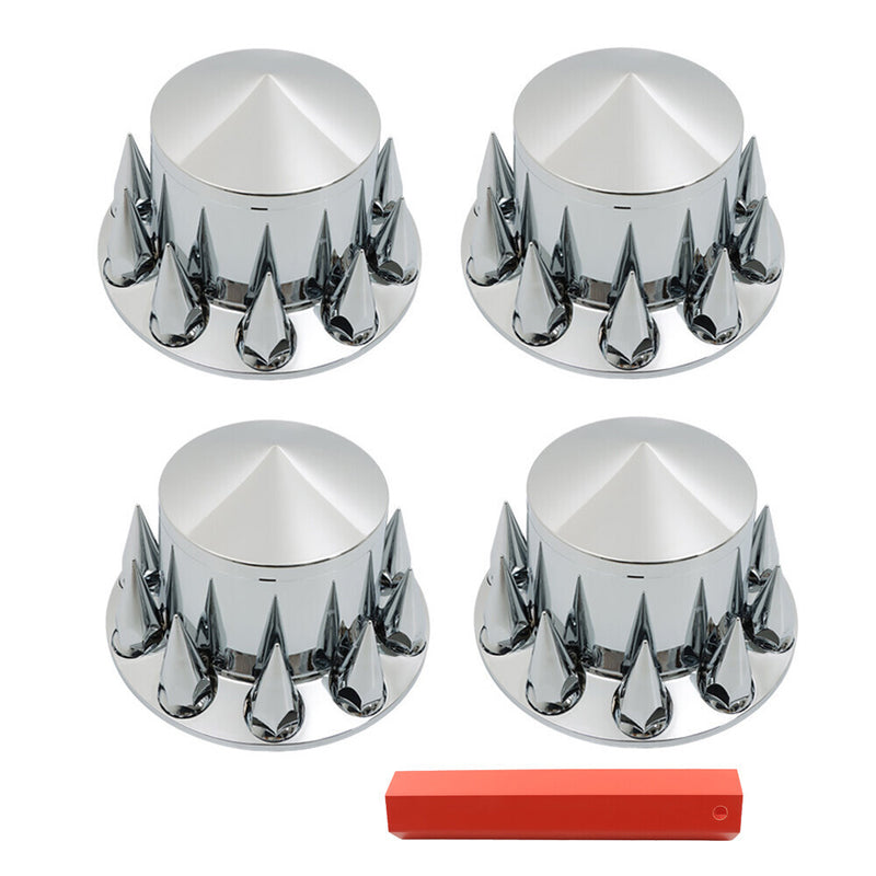 DURAFORCE Chrome Semi Trucks Hub Cover Wheel Set Rear 33mm Nut Covers Spike USA