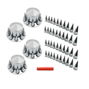 DURAFORCE Chrome Semi Trucks Hub Cover Wheel Set Rear 33mm Nut Covers Spike USA