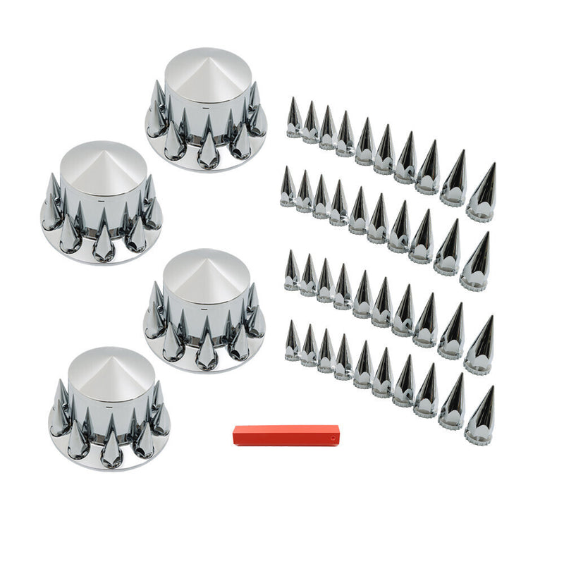 DURAFORCE Chrome Semi Trucks Hub Cover Wheel Set Rear 33mm Nut Covers Spike USA