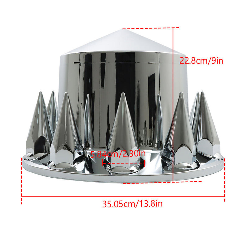 DURAFORCE Chrome Semi Trucks Hub Cover Wheel Set Rear 33mm Nut Covers Spike USA