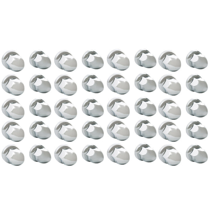 DURAFORCE Chrome 33mm Lug Nut Covers Push-on Bullet Flanged For Semi Trucks Pack of 40