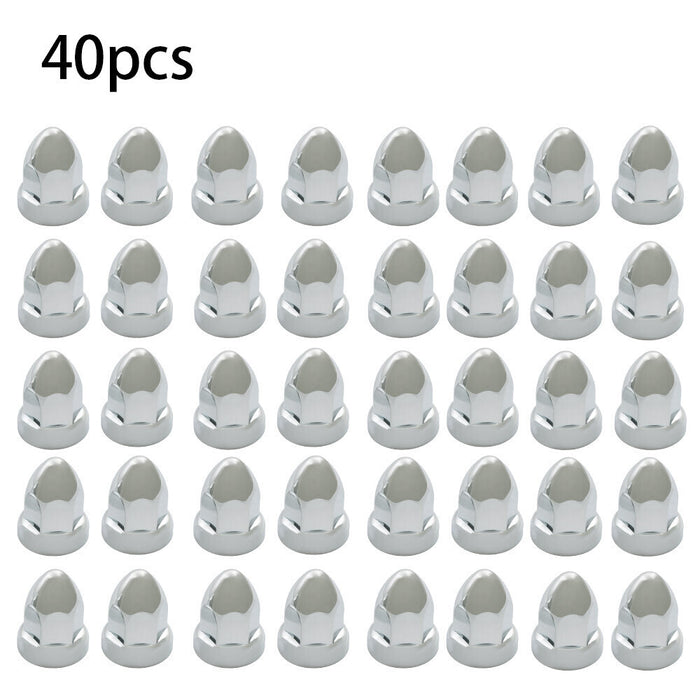 DURAFORCE Chrome 33mm Lug Nut Covers Push-on Bullet Flanged For Semi Trucks Pack of 40