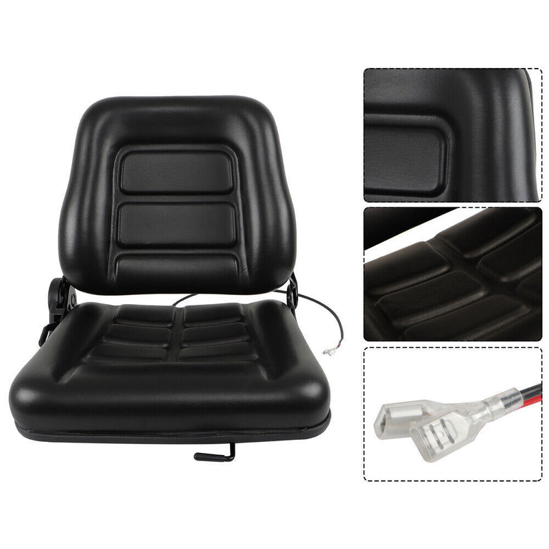 DURAFORCE Forklift Seat Fold Down Tractor Seat with Adjustable Angle Back Universal